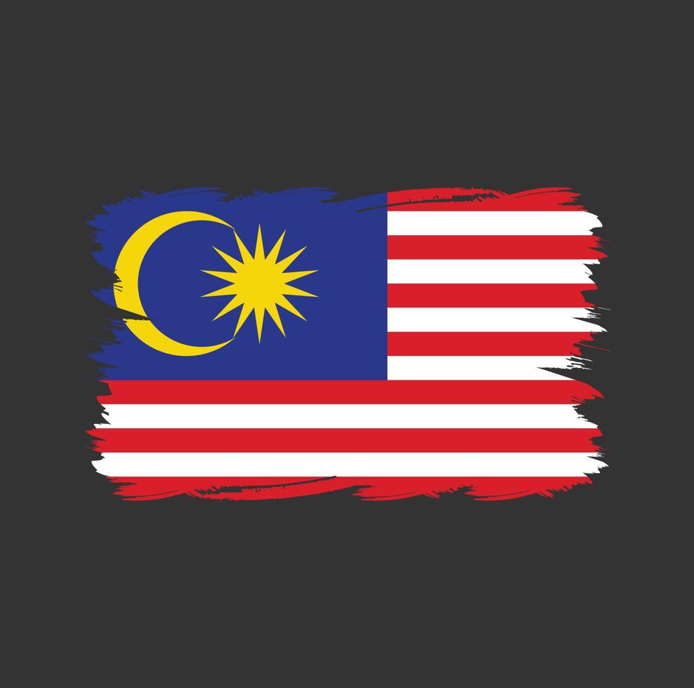 bandera de malasia con pincel de acuarela vector