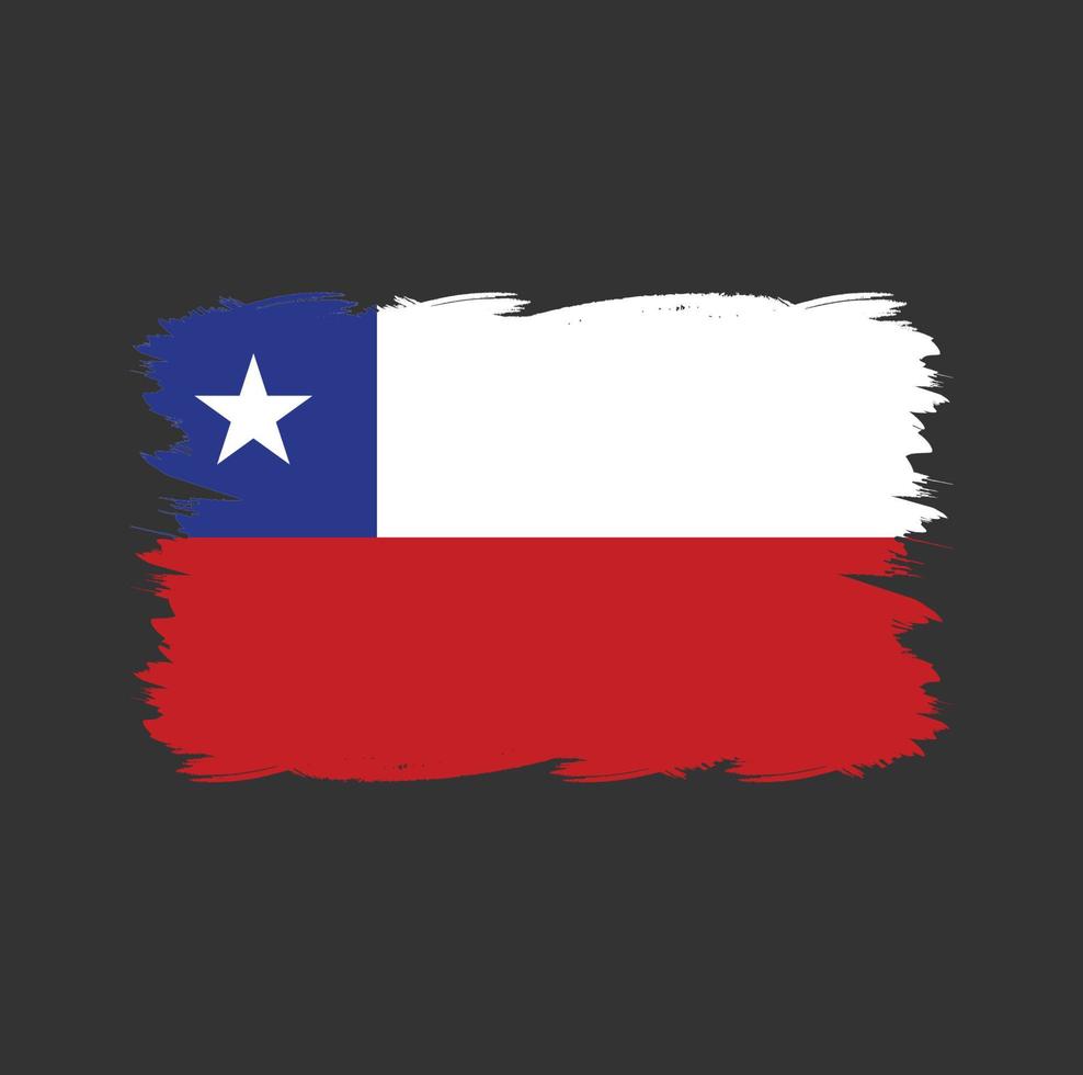 Chile flag with watercolor brush vector