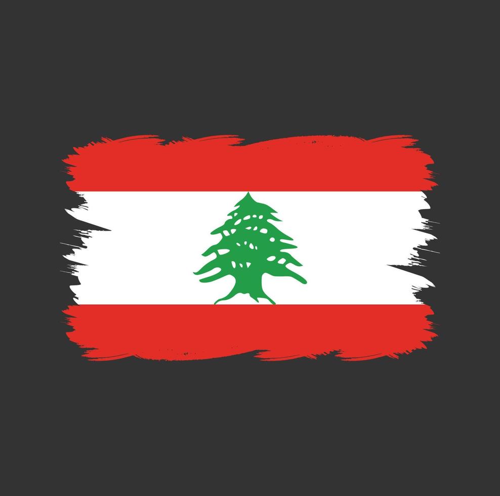 bandera de líbano con pincel de acuarela vector