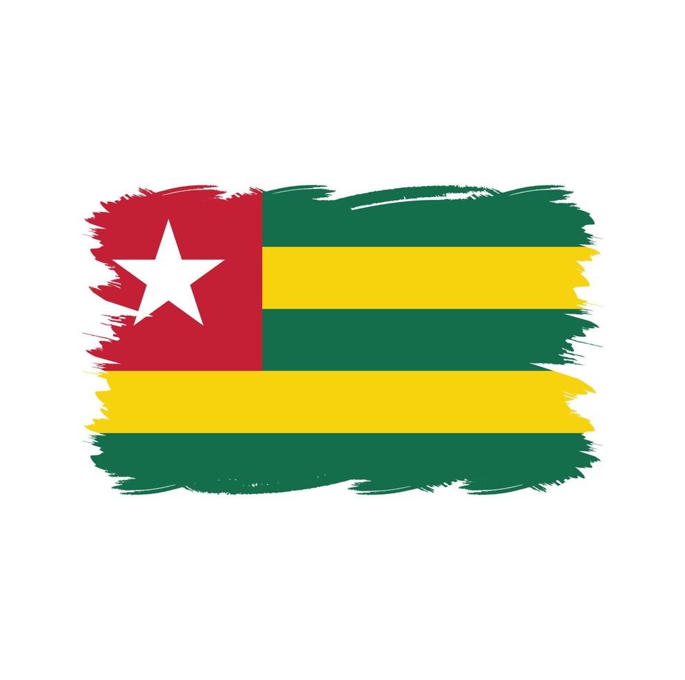 Togo flag with watercolor brush vector