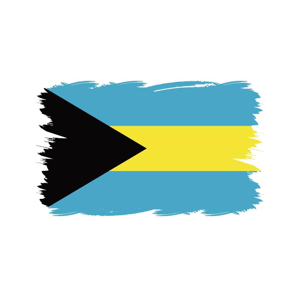 bandera de bahamas con pincel de acuarela vector