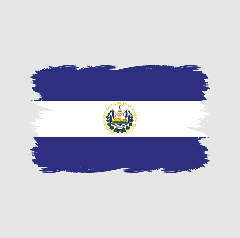 El Salvador flag with watercolor brush vector