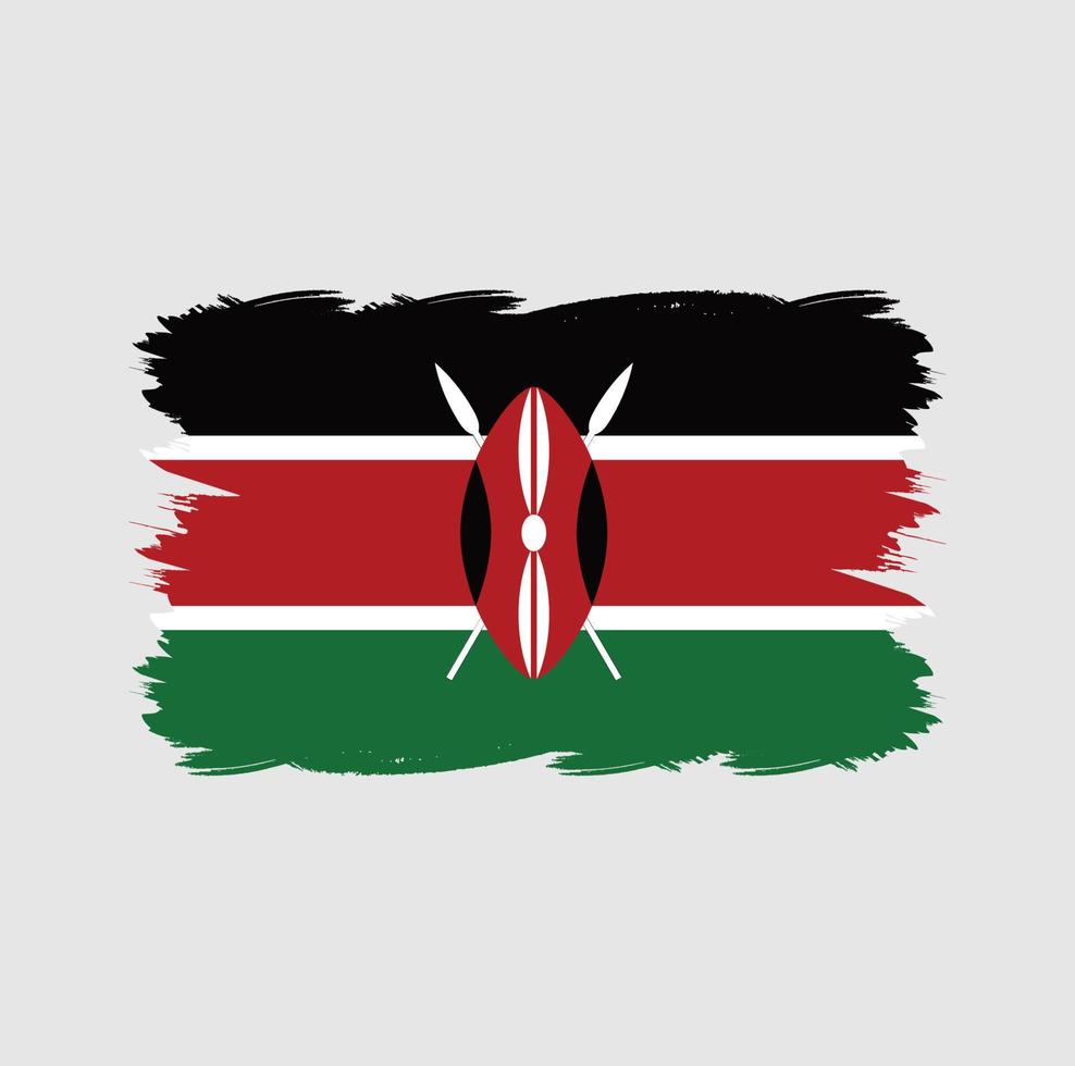 Kenya flag with watercolor brush vector