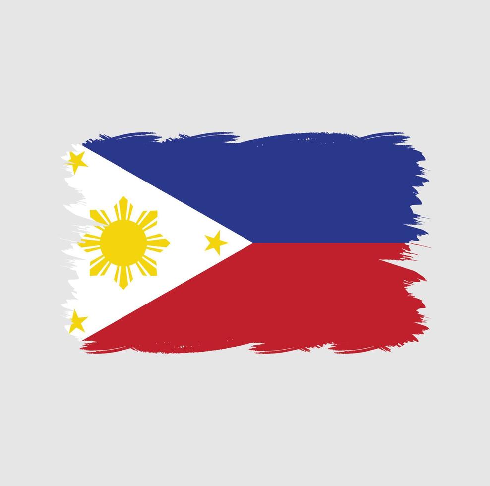 bandera de filipinas con pincel de acuarela vector