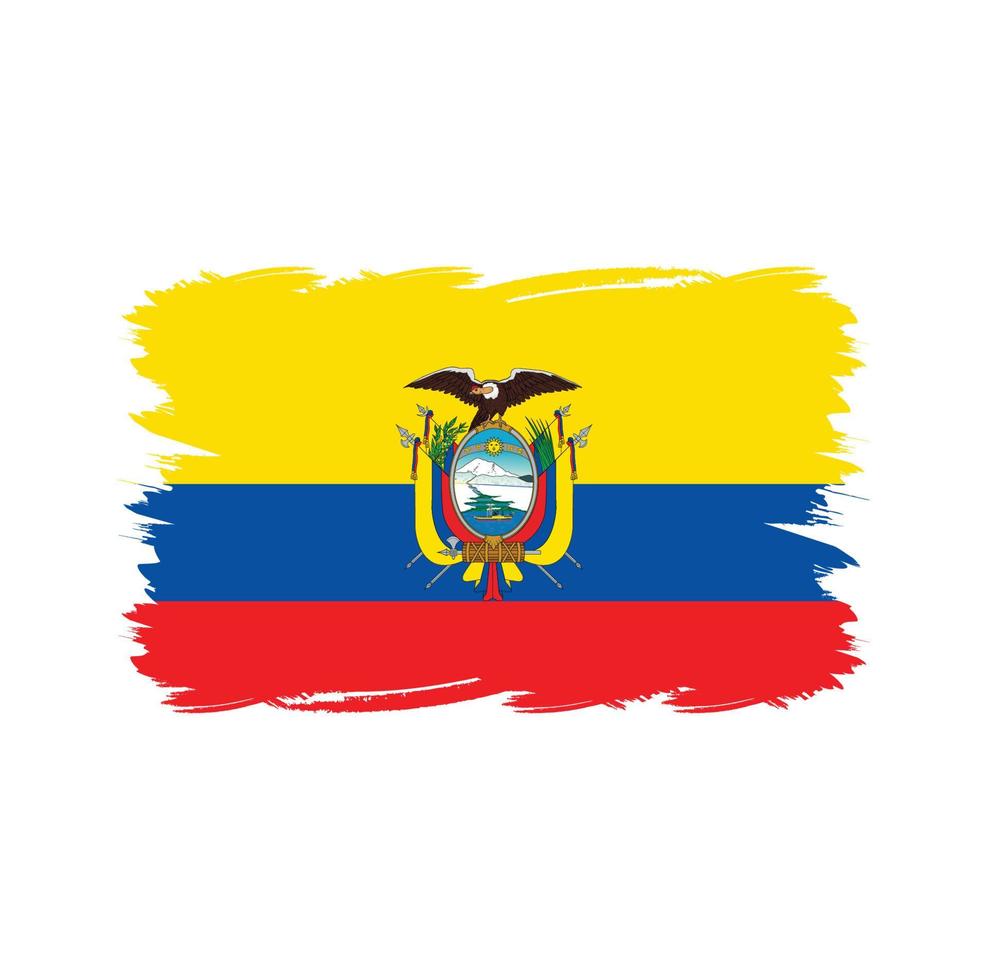 bandera de ecuador con pincel de acuarela vector