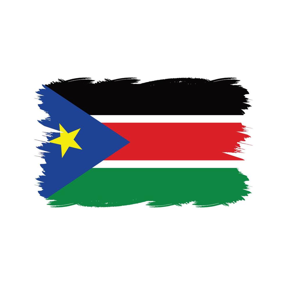 South Sudan flag with watercolor brush vector