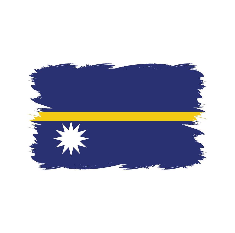 Nauru flag with watercolor brush vector