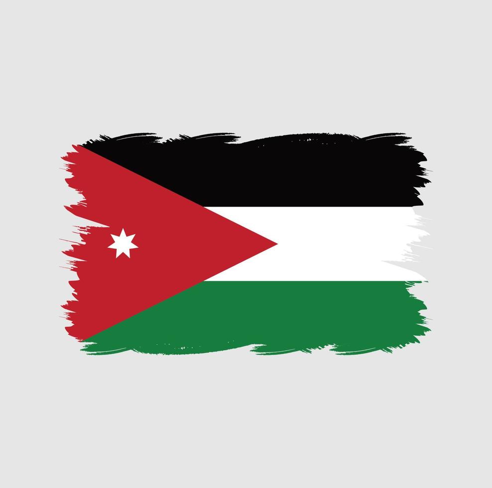 Jordan flag with watercolor brush vector