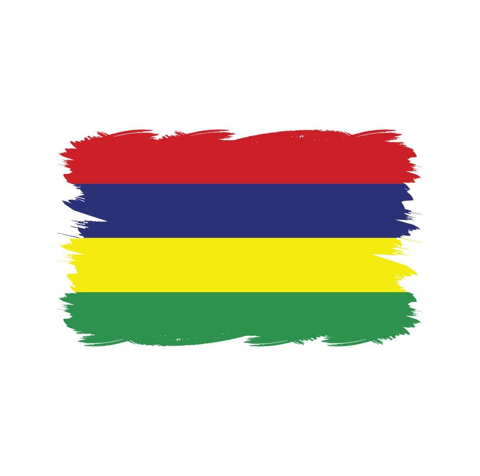 Mauritius flag with watercolor brush vector