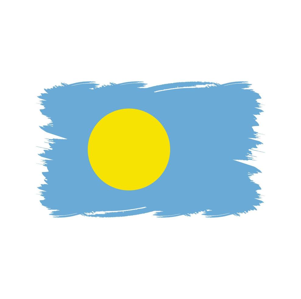 Palau flag with watercolor brush vector