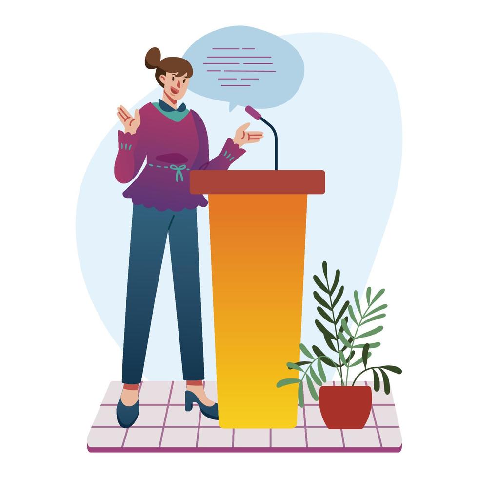 A Public Speaker Give a Speech Behind the Podium vector