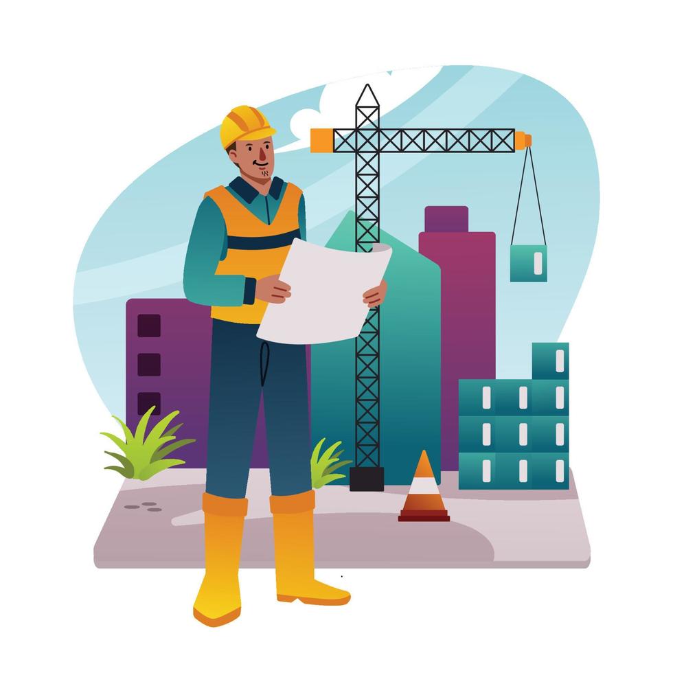 An Engineer Plan a Construction Building vector