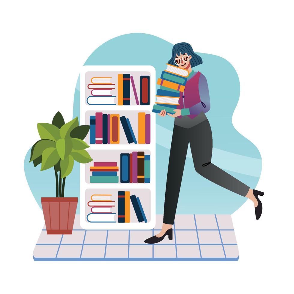 A Librarian Bring the Books vector