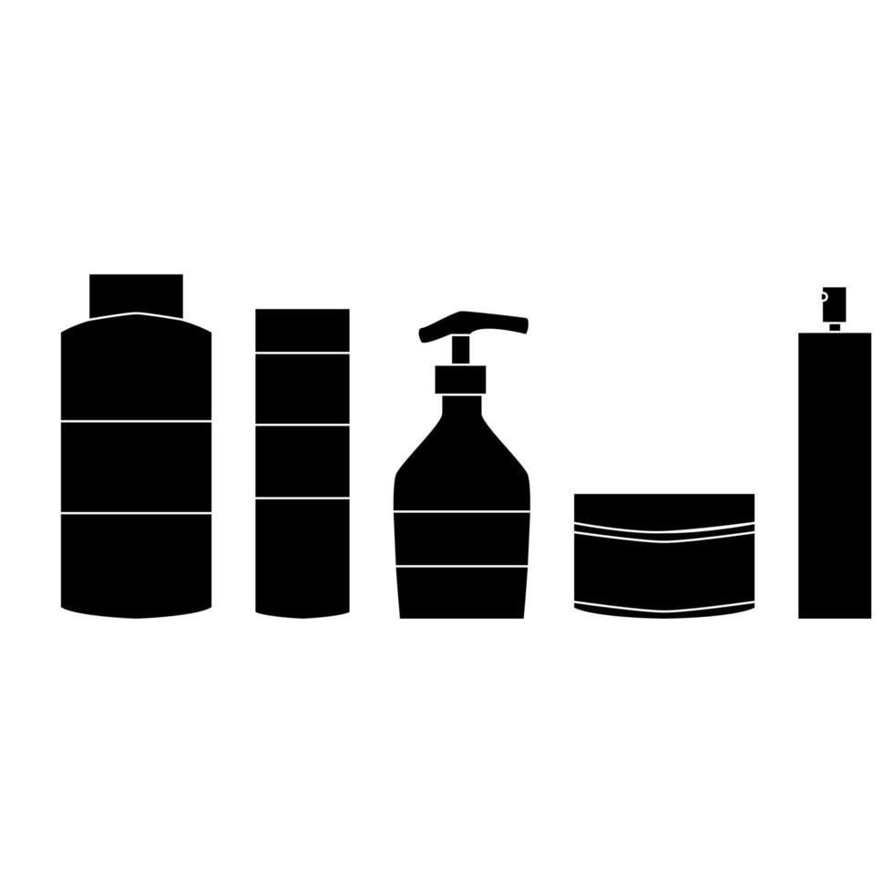 Hair care set with shampoo, balm, mask and polish. Hairdresser tool simple isoleted icon vector