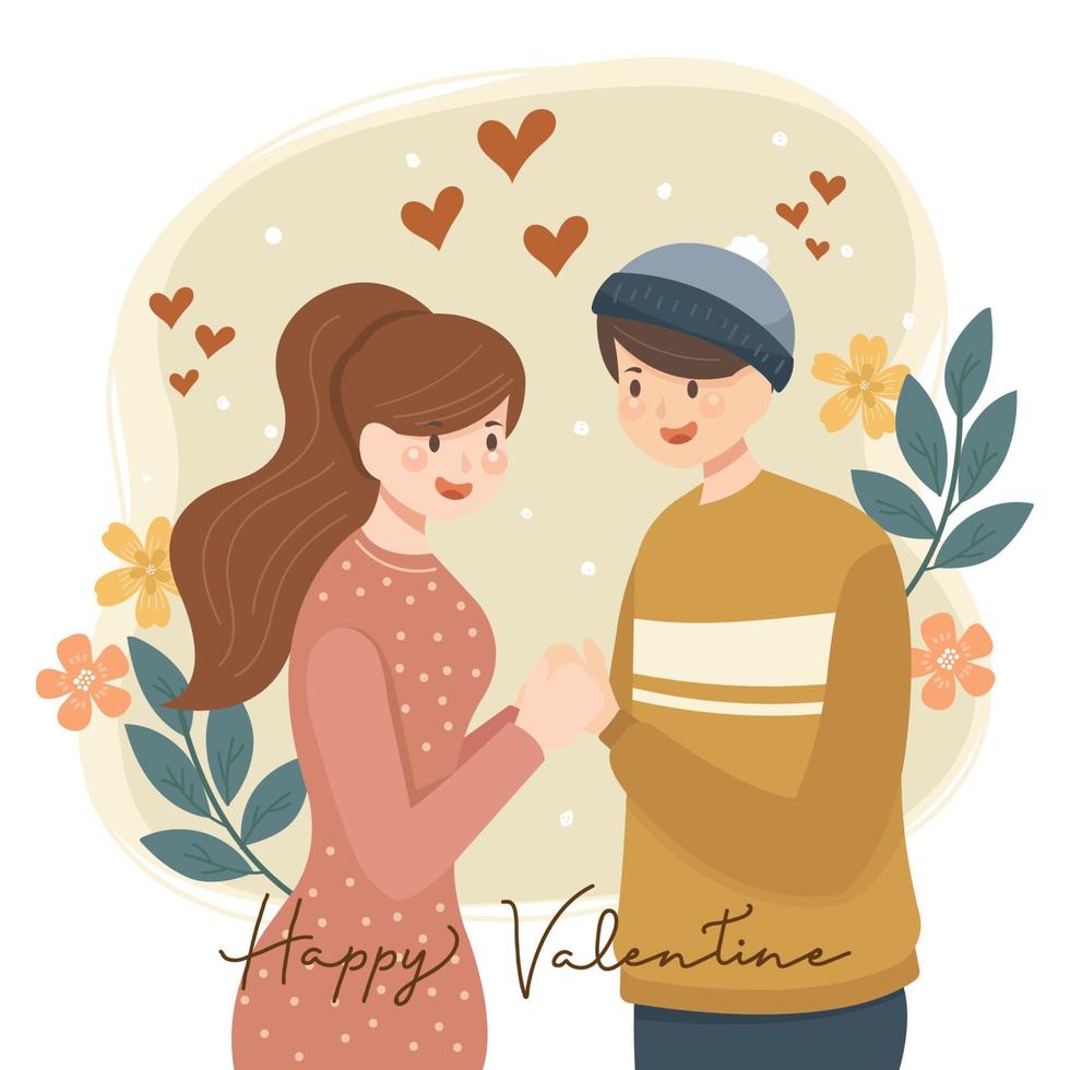 Sweet Couple Holding Hands Celebrating Valentine vector