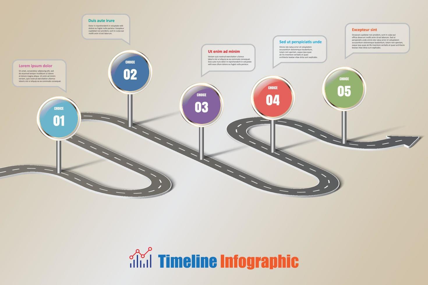 Infografía de línea de tiempo de hoja de ruta empresarial, ilustración vectorial vector