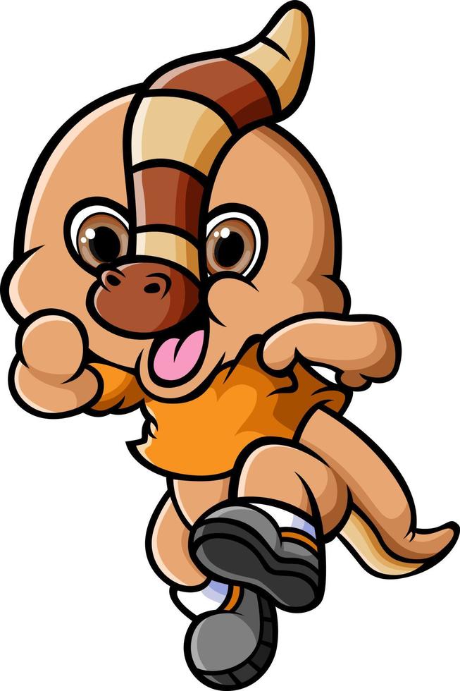The sporty runner parasaurolophus is running vector