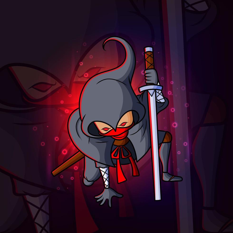 The assassin is sticking the sword to the ground esport mascot design vector