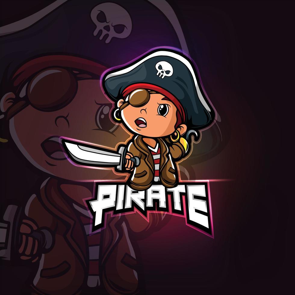 el diseño del logotipo de la mascota pirata esport vector