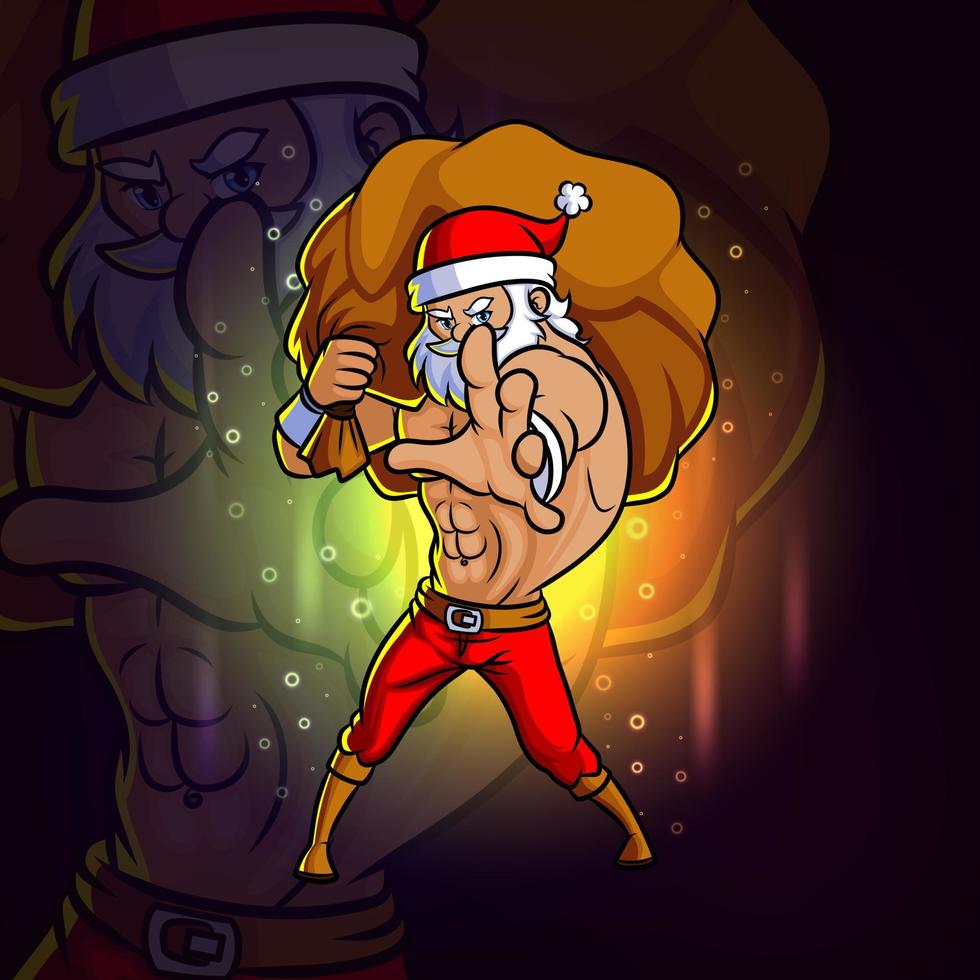 el joven santa con el diseño del logo de sack esport vector