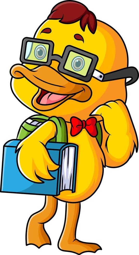 The good duck is going to school and bring a study tools vector