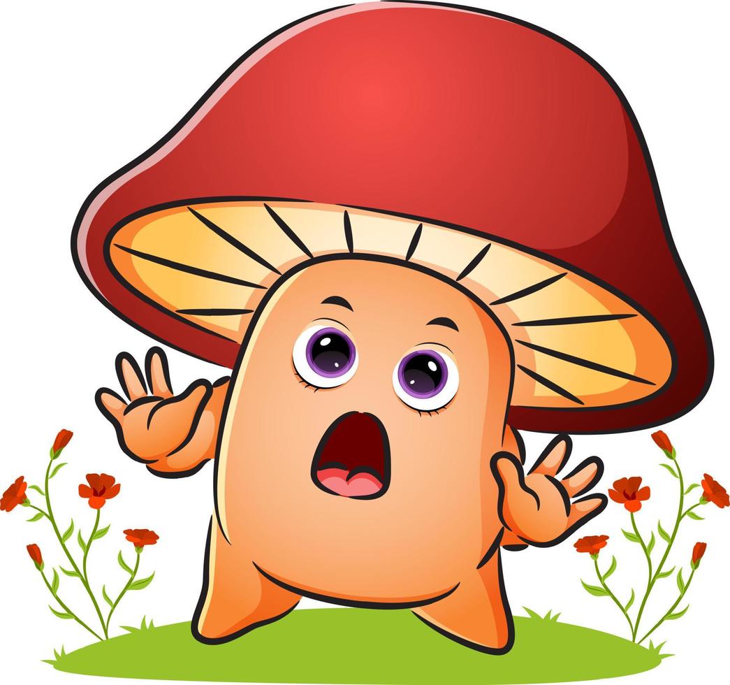 The cute mushroom is giving the shock expression vector