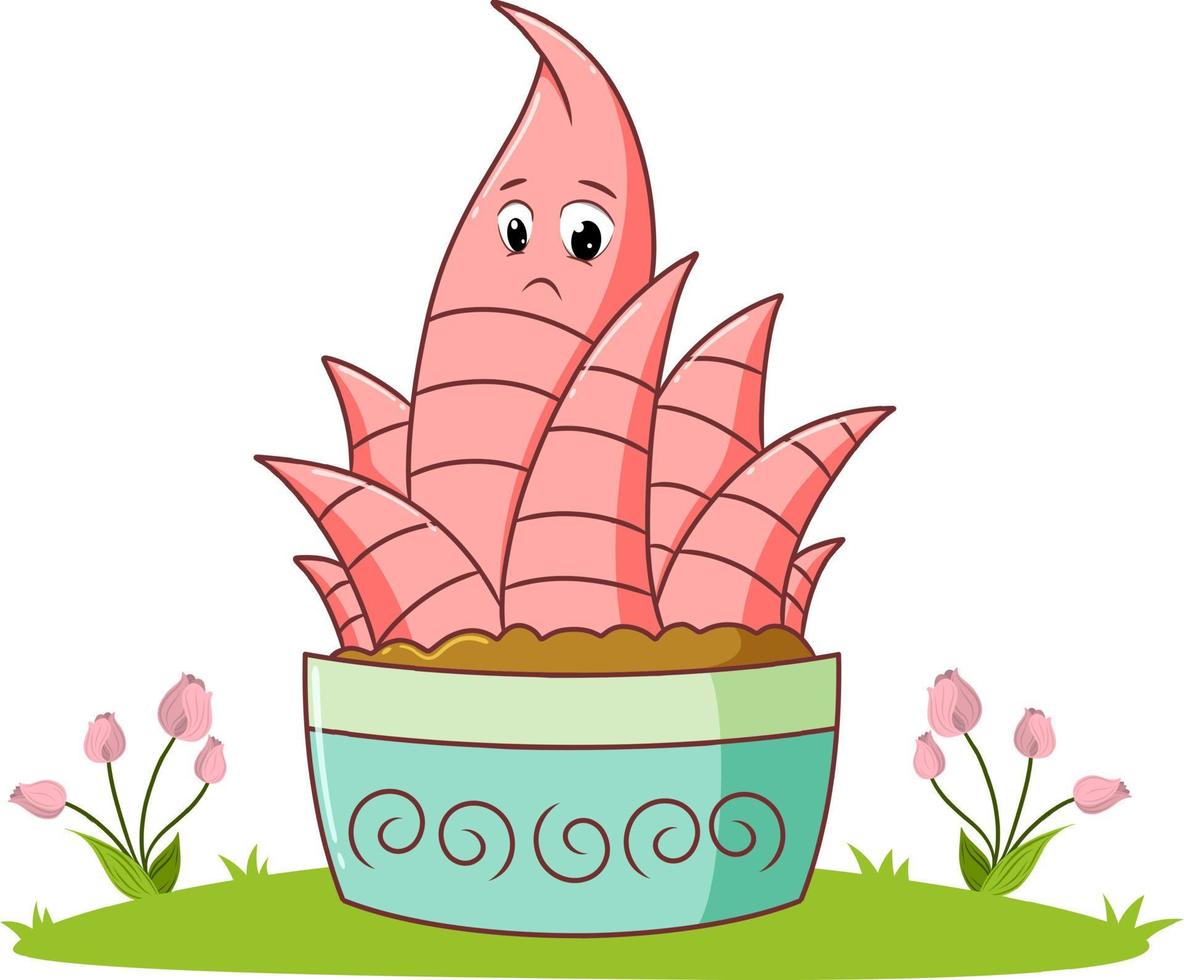 The succulent is giving the sad expression vector