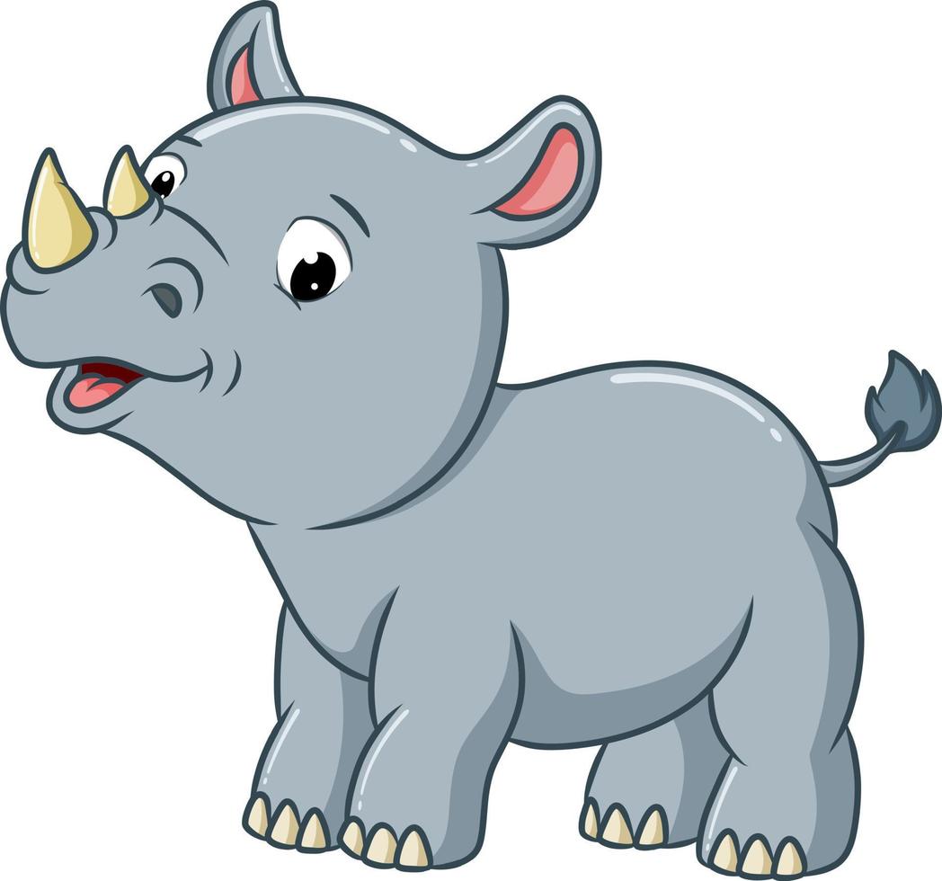The cute baby rhino with the excited expression vector