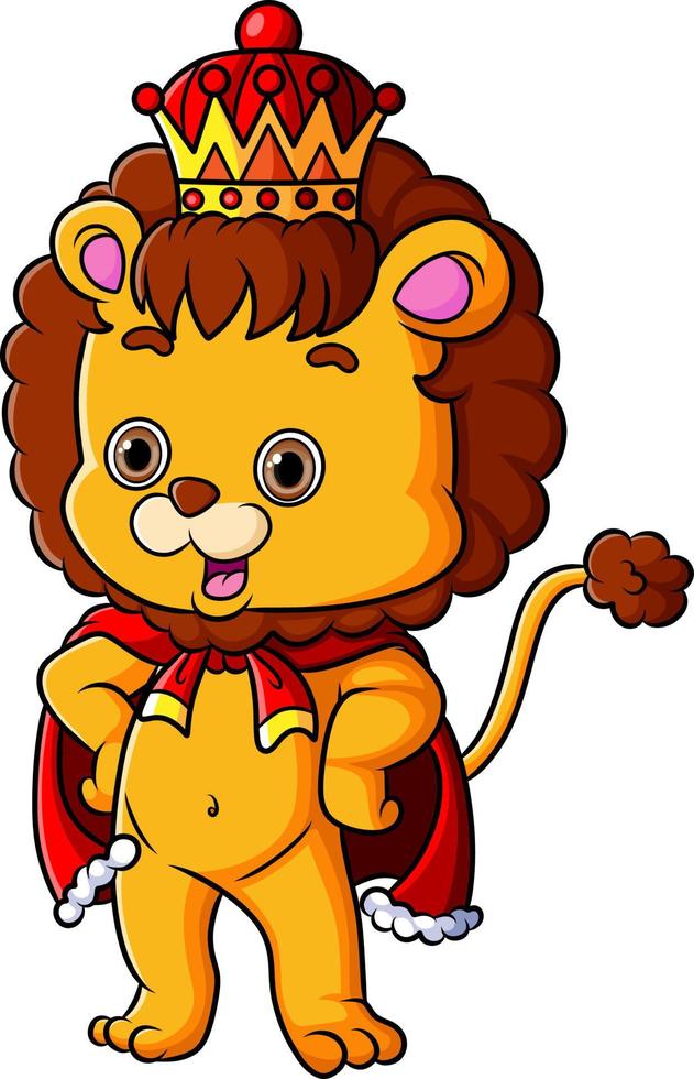 The lion king is wearing a crown and king robe vector