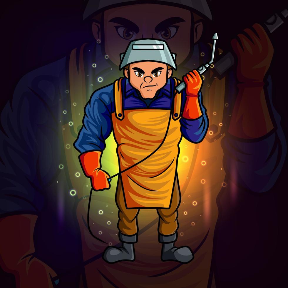 The professional welder esport mascot design vector