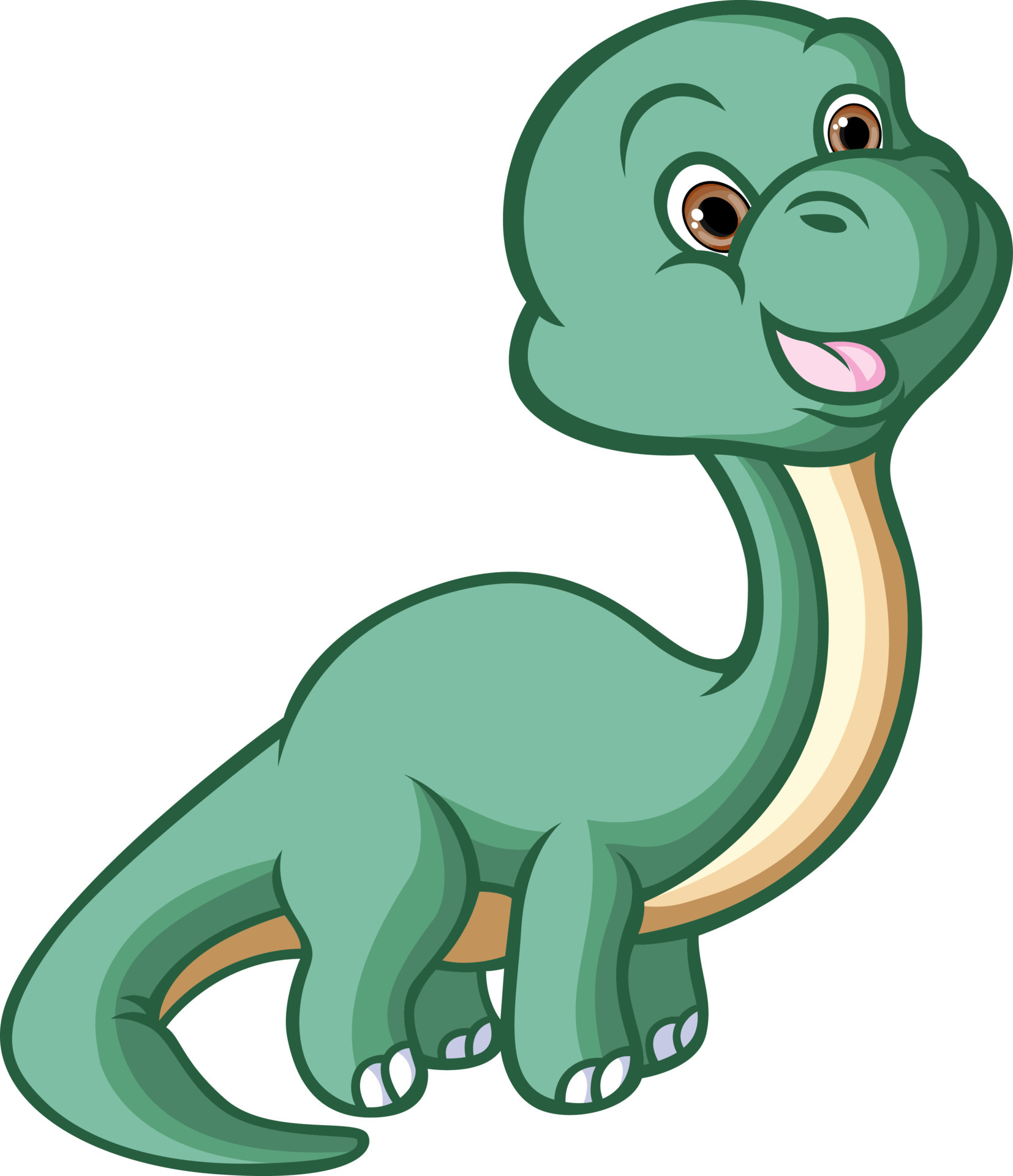 el brontosaurio está jugando y de pie con cara feliz 4944629 Vector en  Vecteezy