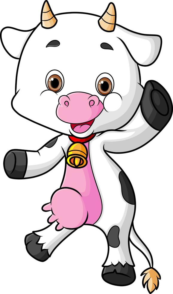 The happy cow is dancing with the good movement vector