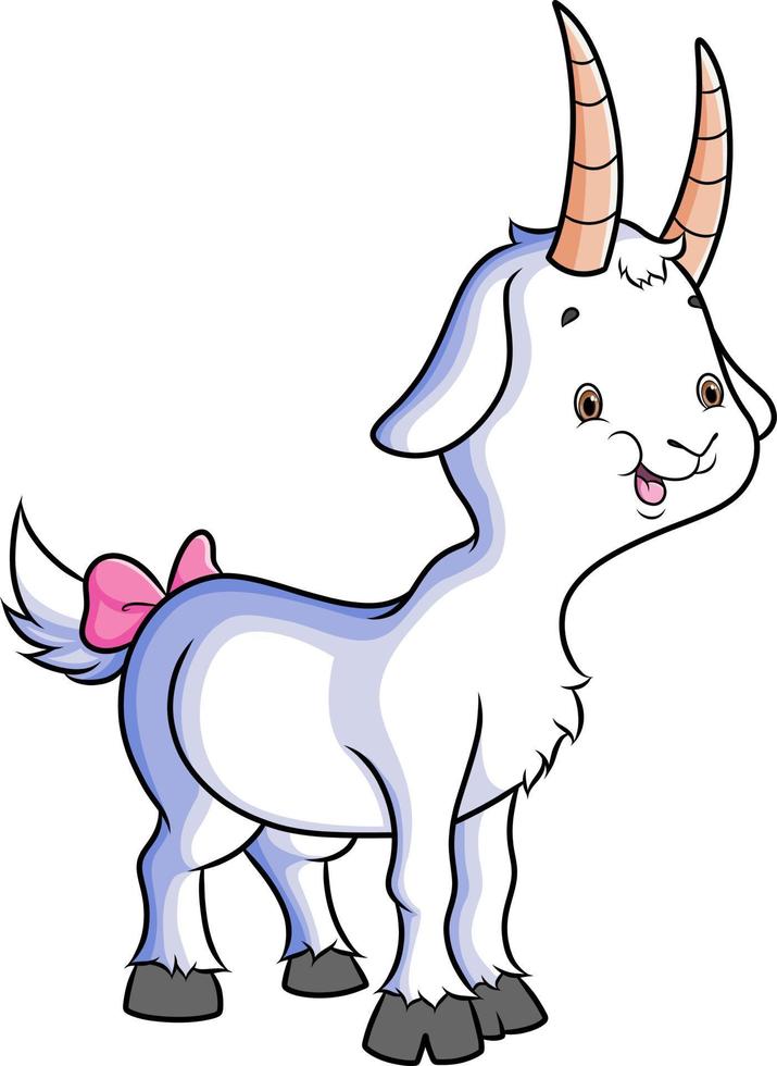 The cute contestant goat with the ribbon on the tail vector