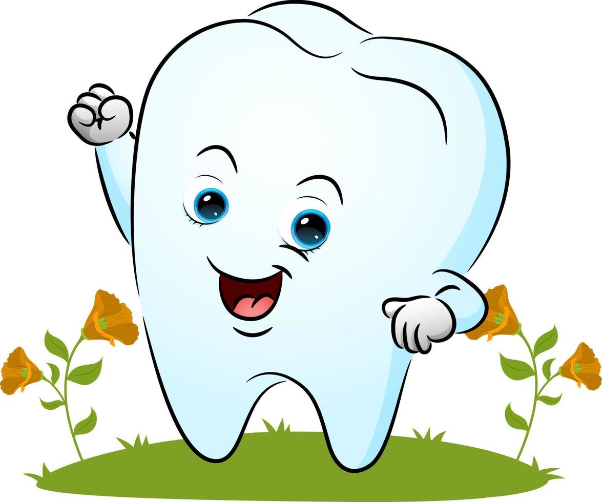 The happy tooth full of spirit is clench the hand vector