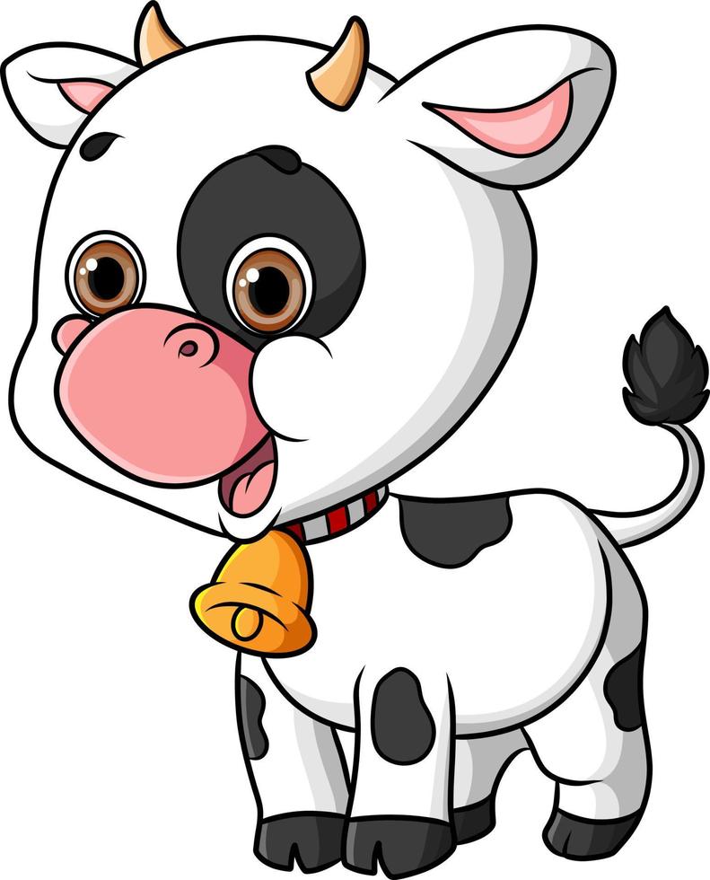 The cute baby cow is standing cutely vector