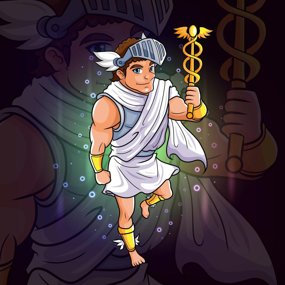 The greek god of hermes for esport logo design vector