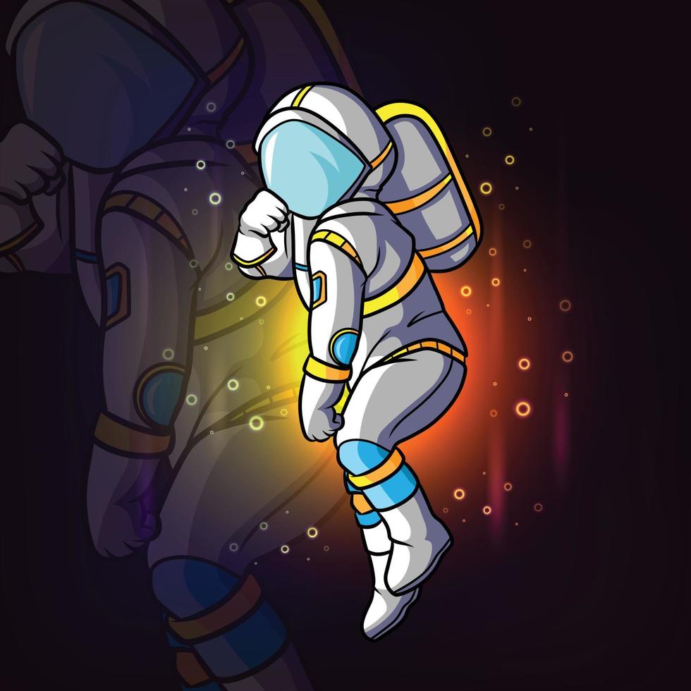 The cool astronaut dancing with the glow suit vector