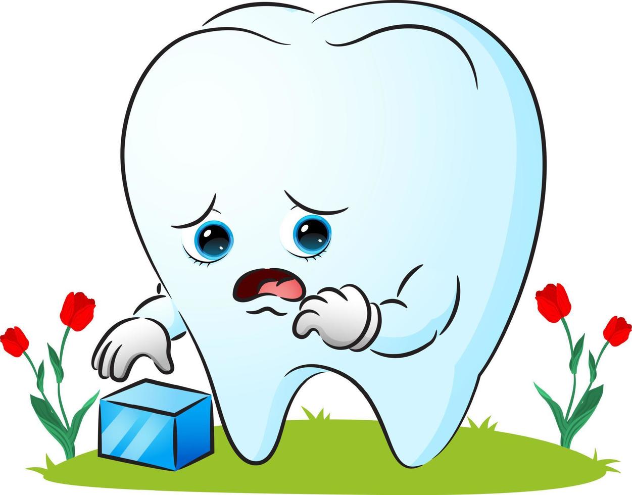 The tooth is feeling sick because of ice cube vector