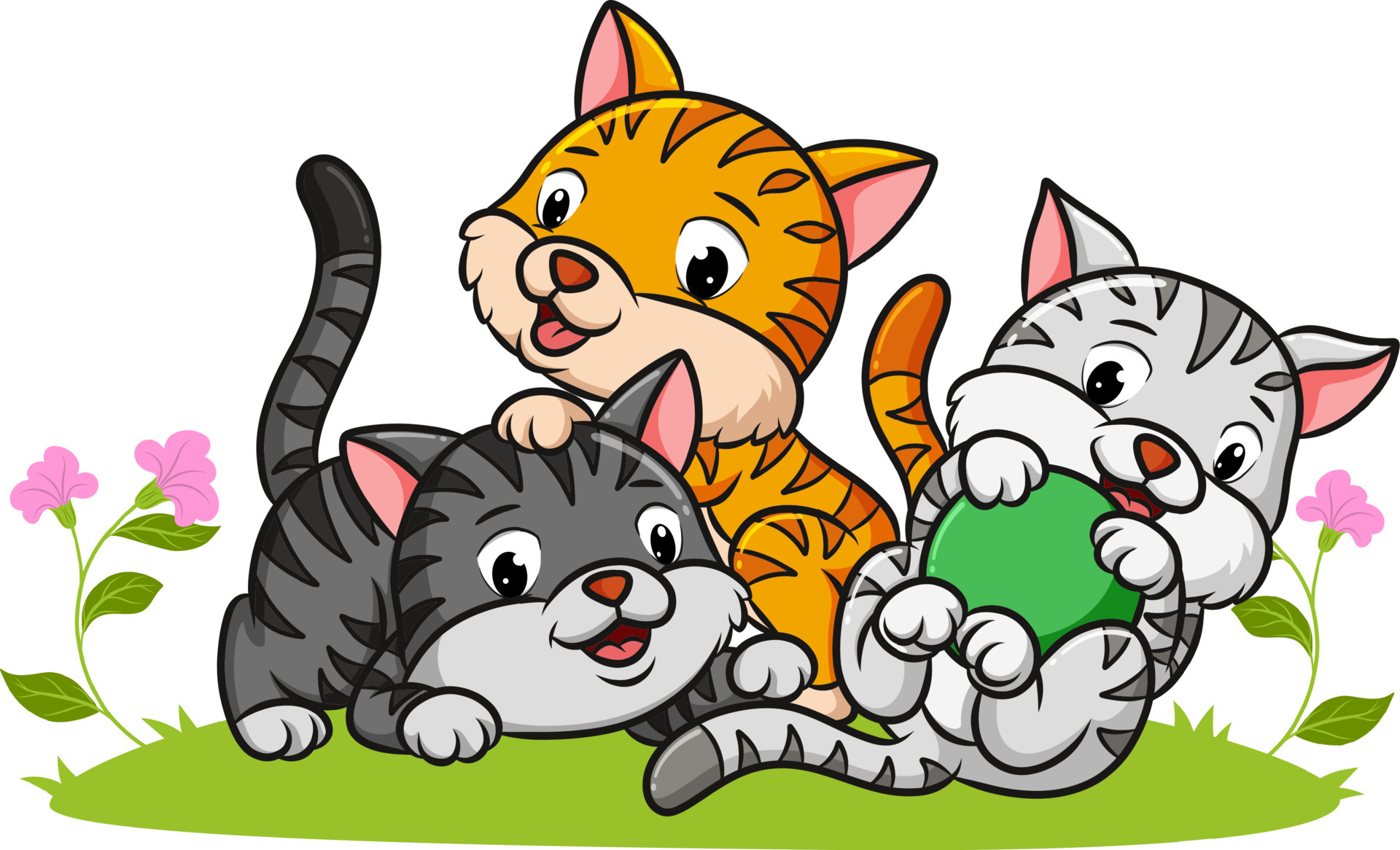 The three kittens are playing together 4944989 Vector Art at Vecteezy