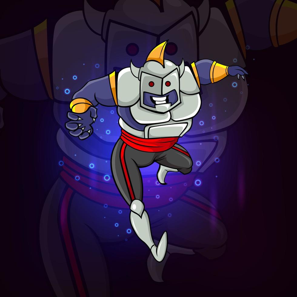 The cyborg man with iron body esport mascot design vector