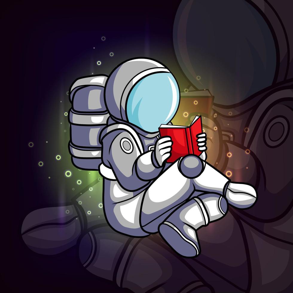 The astronaut reading the book vector