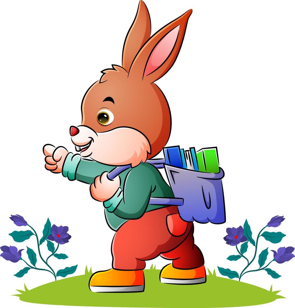 The rabbit student is gesturing something vector