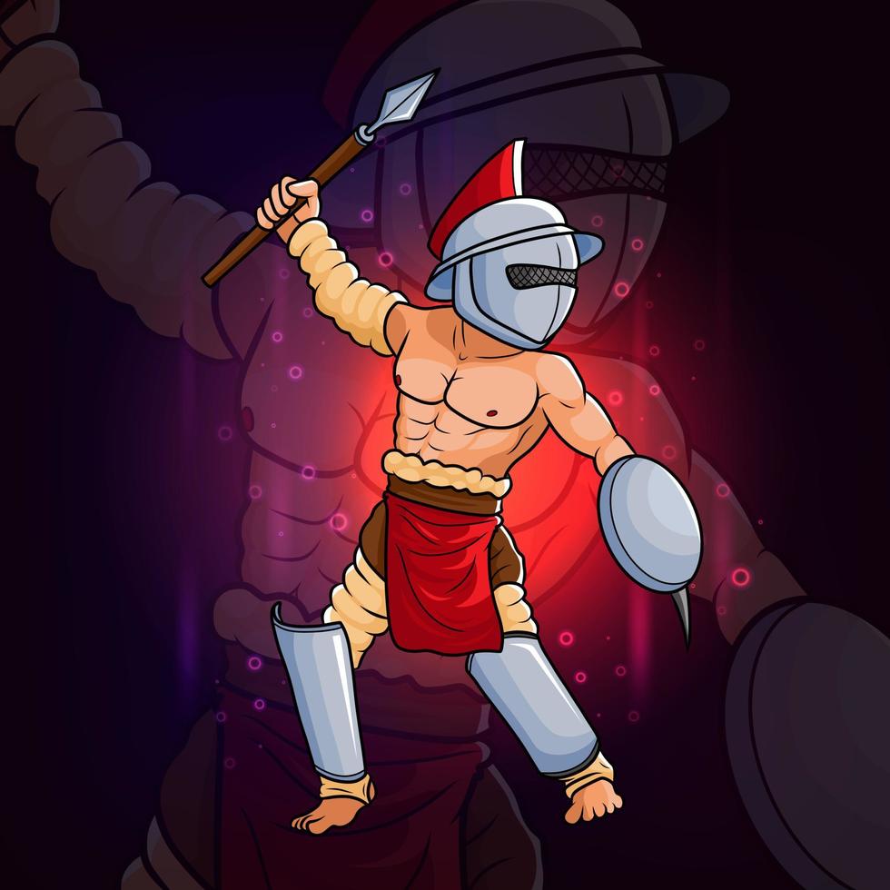 The knight with iron spear esport logo design vector