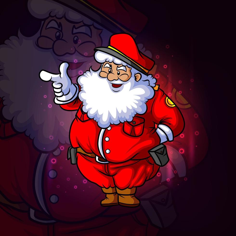 The police man of santa esport mascot design vector