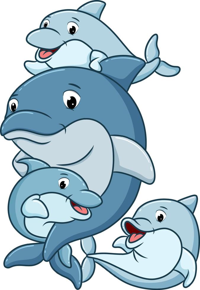 The dolphin is playing together under the sea vector