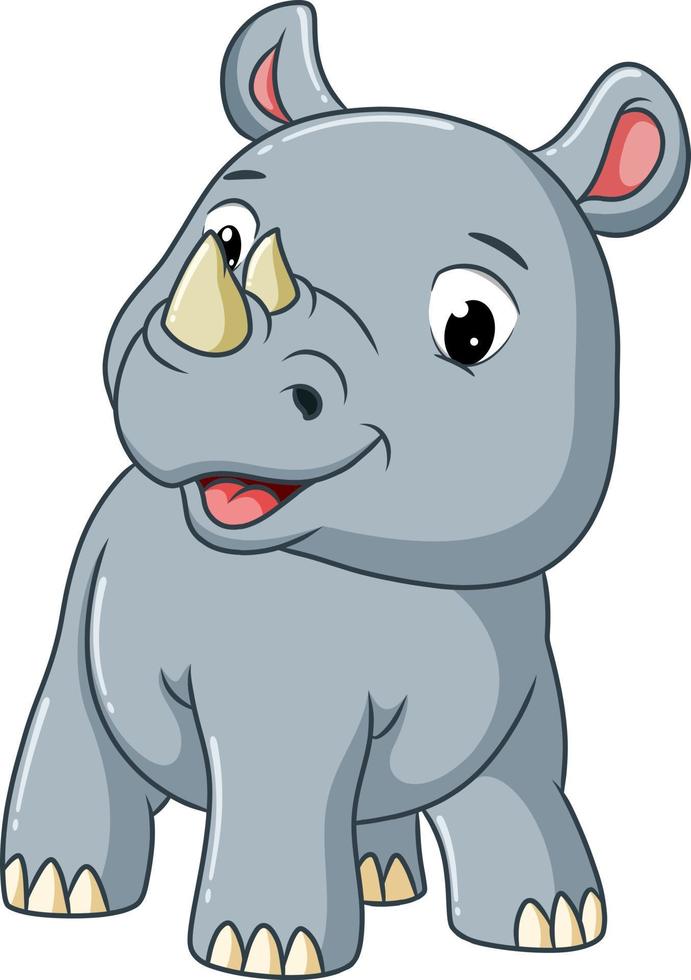 The rhino is playing with the happy face vector