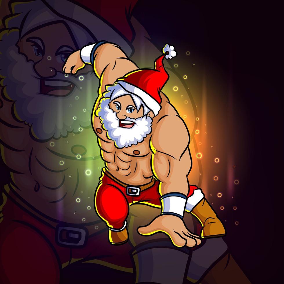 The cool man with the santa hat esport mascot design vector
