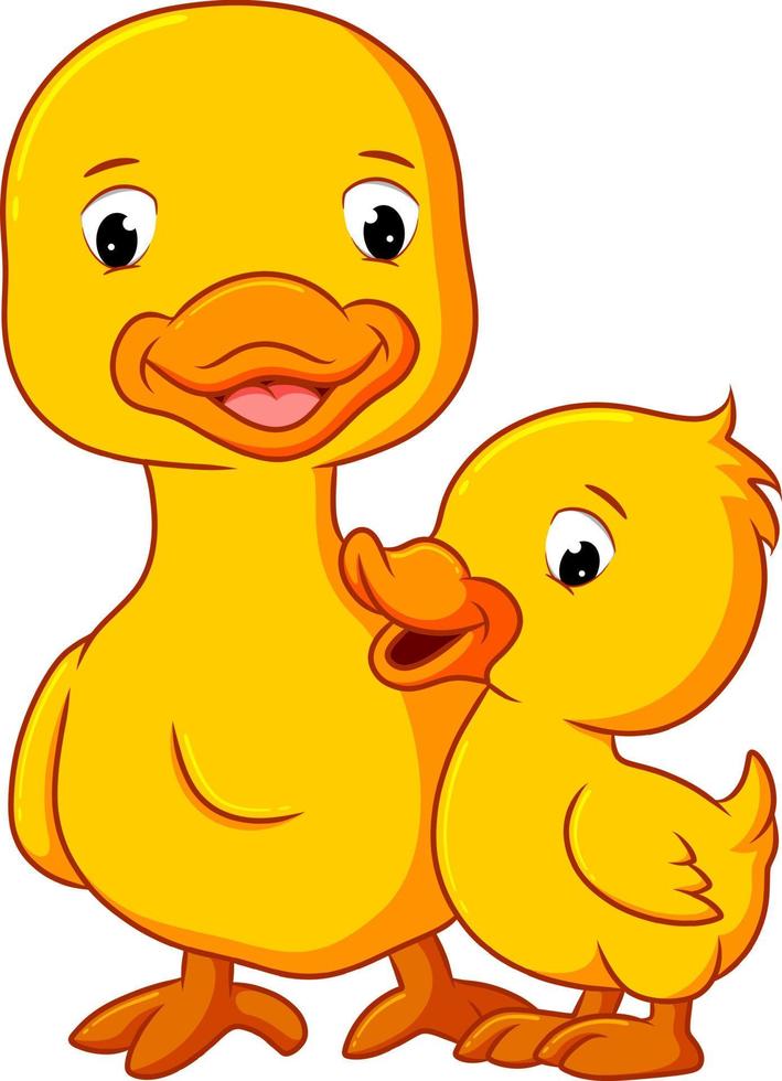 The duck is talking and playing with the mother duck vector