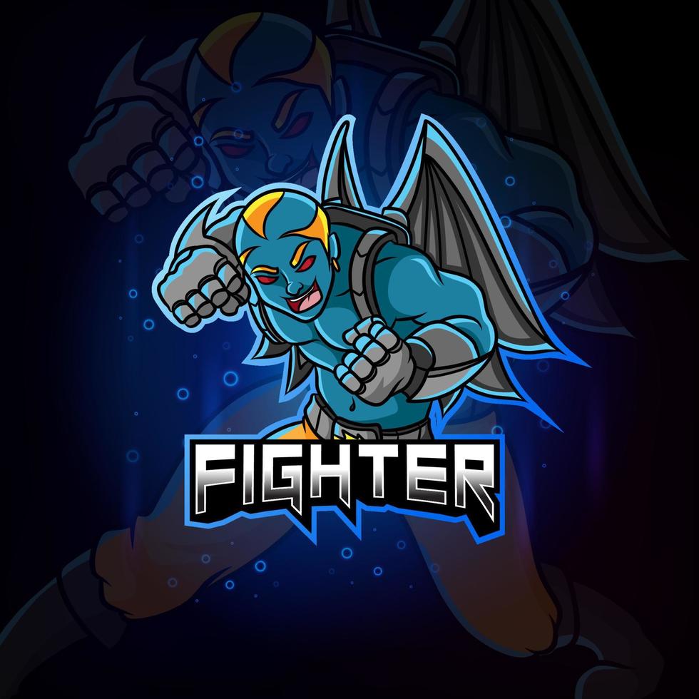 el diseño de la mascota de super bat fighter esport vector