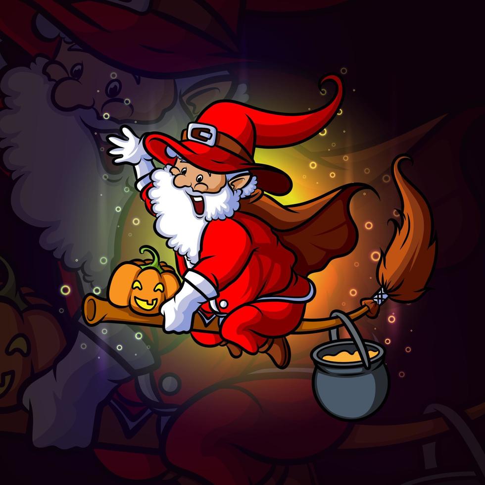 el diseño de la mascota de la bruja santa clause esport vector